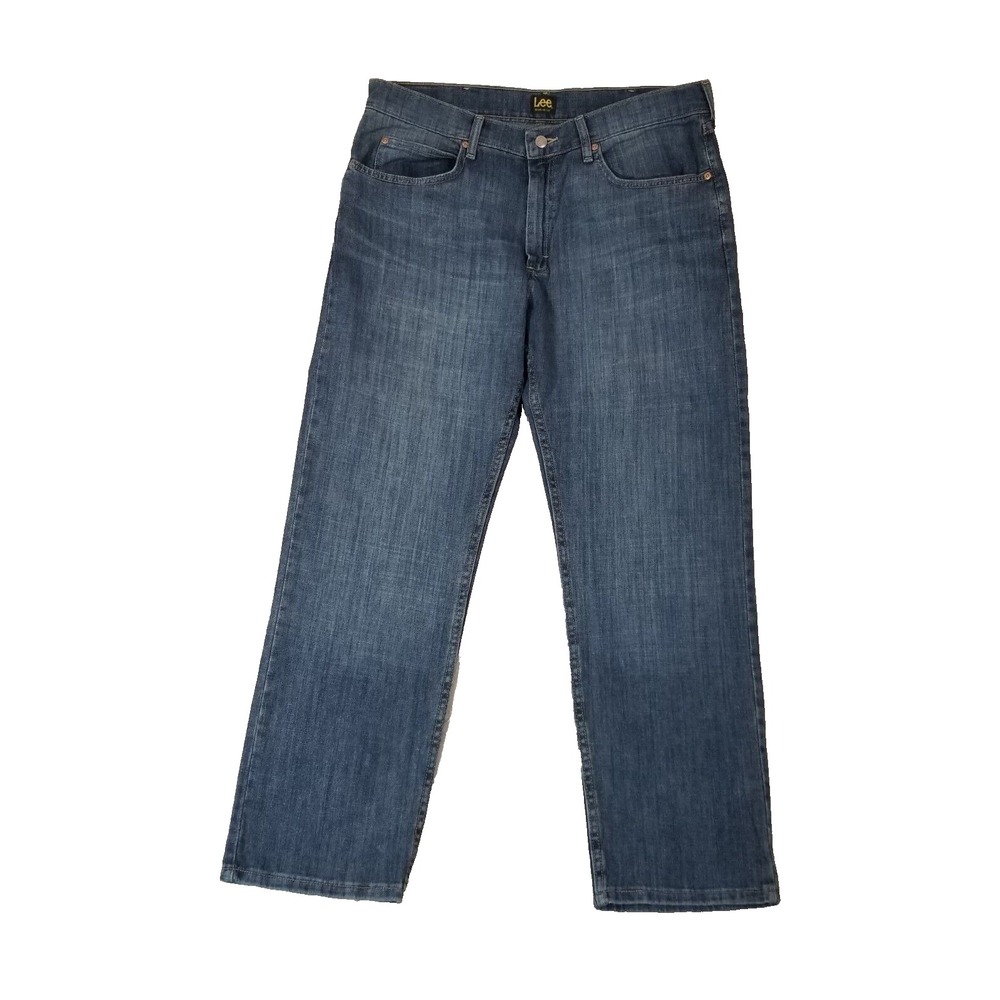 Lee jeans men's 36x30 regular fit straight blue Flex stretch denim pants